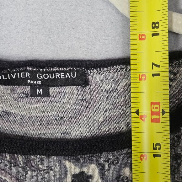 Y2K Oliver Goureau Silk Cashmere Sz M Crop Top Long Sleeve Paisley Top - Picture 2 of 8